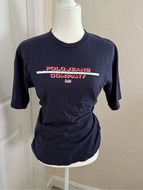 Ralph Lauren Polo Jeans Company Navy Short Sleeve Tee with Red & White Logo